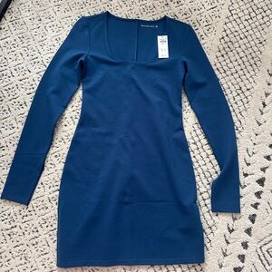 NWT Abercrombie & Fitch Blue Long Sleeve Bodycon Dress